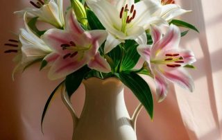 Easter Lilies in Porcelain Vase