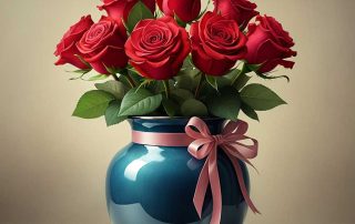 Anniversary Roses in Pottery Vase