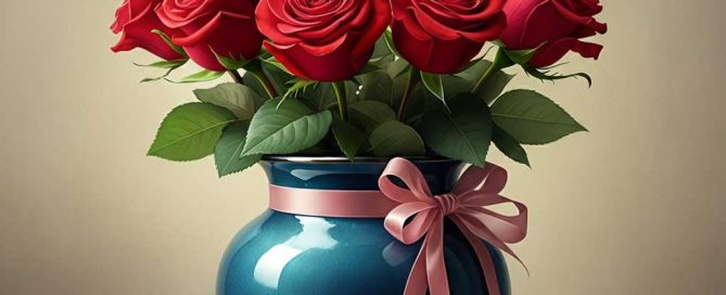 Anniversary Roses in Pottery Vase