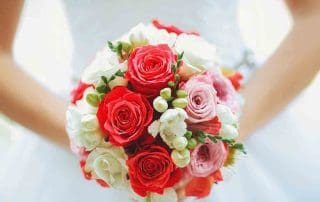 Red and White Wedding Bouquet
